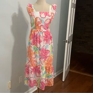 Cat & Jack,Floral Midi Dress Petite XS/Jr. XL 14, Spring Easter Pocket Open-Back